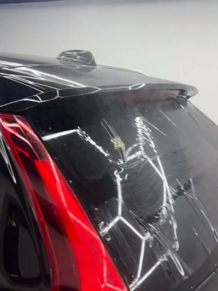 Close detail of automotive film installation